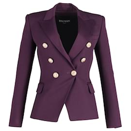 Balmain-Balmain lined-Breasted Fitted Blazer in Purple Wool-Purple