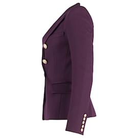 Balmain-Balmain lined-Breasted Fitted Blazer in Purple Wool-Purple