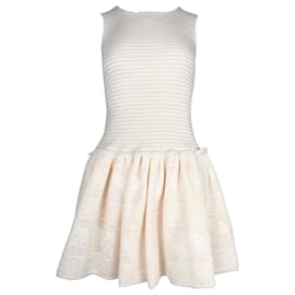 Maje-Maje Sleeveless Flared Skirt Mini Dress in Cream Polyester-White,Cream