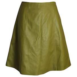 Prada-Prada A-Line Skirt in Green Leather-Green