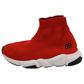 Balenciaga-Balenciaga Kids Speed Knit Sneakers aus rotem Polyamid-Rot