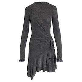 Philosophy di Lorenzo Serafini-Philosphy Di Lorenzo Serafini Sparkle Ruffle Dress in Black Nylon-Black