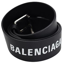 Balenciaga Logo Buckled Belt in Black Leather Black