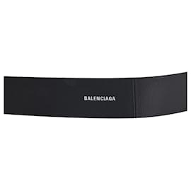 Balenciaga-Cinto com fivela com logotipo Balenciaga em couro preto-Preto