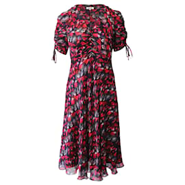 Diane Von Furstenberg-Diane Von Furstenberg Eleonora Ruched Midi Dress in Red Print Viscose-Other