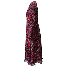 Diane Von Furstenberg-Diane Von Furstenberg Eleonora Ruched Midi Dress in Red Print Viscose-Other