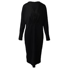 Diane Von Furstenberg-Diane Von Furstenberg Regina Twist Front Dress in Black Wool-Black