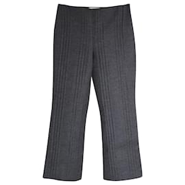 Fendi-Fendi Pantalon surpiqué à rayures en laine vierge grise-Gris