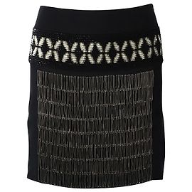 Saia Embelezada Philosophy Di Alberta Ferretti em Seda Preta Preto