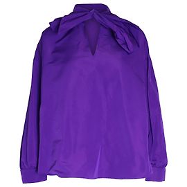 Camisa Valentino Garavani Pussy Bow em Algodão Roxo Roxo