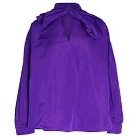 Valentino Garavani-Valentino Garavani Camisa Pussy Bow de algodón morado-Púrpura