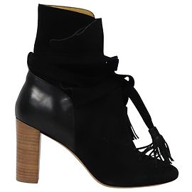 Bottines Ba&Sh à talons blocs en daim noir Noir