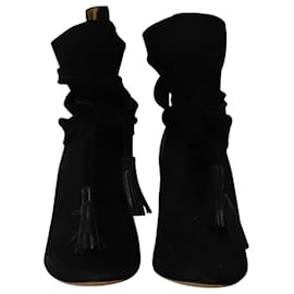 Ba&Sh-Ba&Sh Block Heel Ankle Boots in Black Suede-Black