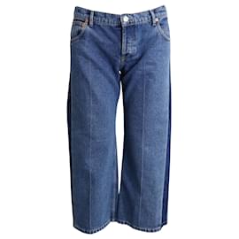 Balenciaga-Balenciaga Jeans recortados de perna larga em jeans de algodão azul-Azul