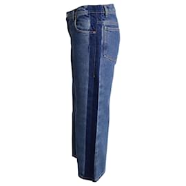 Balenciaga-Balenciaga Jeans recortados de perna larga em jeans de algodão azul-Azul