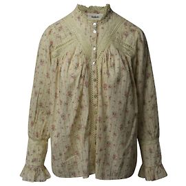 Ba&sh – Haby – Bluse mit Blumenmuster und Spitzenbesatz aus gelber Baumwolle Andere