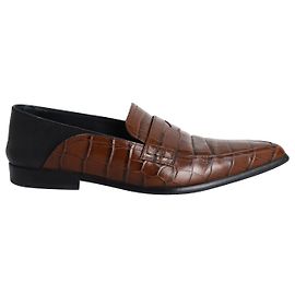 Mocassins Loewe Slip-On à bout pointu en cuir marron effet croco Marron