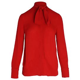 Camicia Valentino Garavani Pussy Bow in seta rossa Rosso