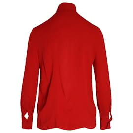 Valentino Garavani-Valentino Garavani Pussy Bow Shirt in Red Silk-Red