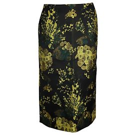 Saia lápis midi com estampa floral Dries Van Noten em viscose multicolor Multicor