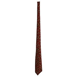 Hermès Hermes Trees Printed Tie in Red Silk Red