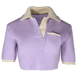 Jacquemus-Jacquemus Le Polo Maille Top de malha com acabamento contrastante em acrílico roxo-Outro