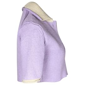 Jacquemus-Jacquemus Le Polo Maille Contrast-Trim Knitted Top in Purple Acrylic-Other