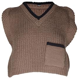 Jacquemus-Jacquemus Sleeveless Knit Top In Brown Acrylic-Brown,Beige