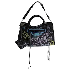 Balenciaga Black Graffiti Leather Mini RH Classic City Bag Balenciaga