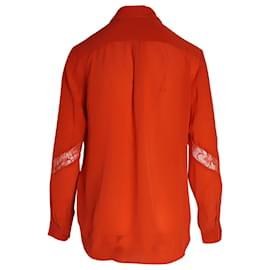 Maje-Camicia Maje con finiture in pizzo in seta arancione-Arancione