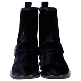 Nicholas Kirkwood-Nicholas Kirkwood Casati Pearl-heeled Ankle Boots in Navy Blue Velvet -Blue,Navy blue