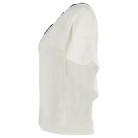 Maje-Maje Amour Top aus cremefarbenem Polyester mit V-Ausschnitt und drapierten Ärmeln-Weiß,Roh