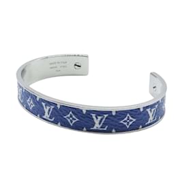 LOUIS VUITTON Monogram Leopard Brassle Bracelet Blue Infini LV