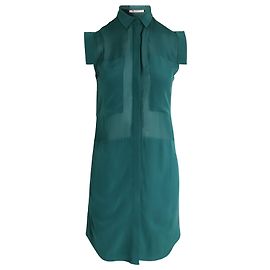 Robe chemise sans manches T by Alexander Wang en soie bleu sarcelle Vert