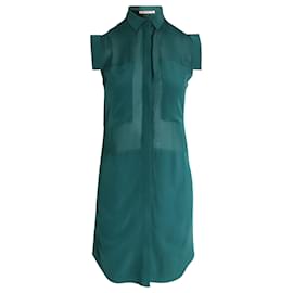 T By Alexander Wang-Robe chemise sans manches T by Alexander Wang en soie bleu sarcelle-Vert