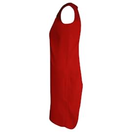 Sandro-Sandro Paris Lace-Trimmed V-Neck Sleeveless Dress in Red Cupro-Red