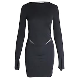 T By Alexander Wang-Abito aderente T by Alexander Wang con pannello trasparente in rayon nero-Nero