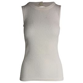 Céline Celine Top sem mangas sem costas em seda creme Branco Cru
