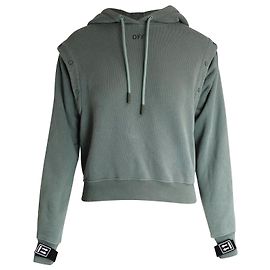 Off White Suéter com capuz e mangas destacáveis off-white em algodão cáqui Verde Caqui