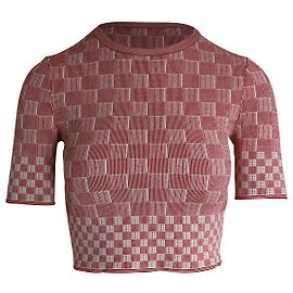 Alexander McQueen Checked Crop Top in Red Viscose Red