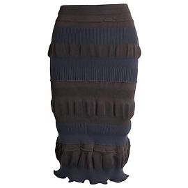 Acne Studios Two-Tone Tiered Ribbed Stretch-Jersey Skirt In Black Viscose Black