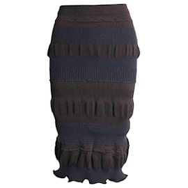 Acne-Acne Studios Two-Tone Tiered Ribbed Stretch-Jersey Skirt In Black Viscose-Black