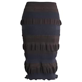 Acne-Acne Studios Two-Tone Tiered Ribbed Stretch-Jersey Skirt In Black Viscose-Black
