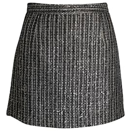 Saint Laurent-Saint Laurent Mini Skirt in Grey Polyester Tweed-Grey