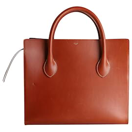 Céline-Bolso de mano Celine Boxy en cuero marrón-Castaño