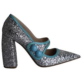 Miu Miu Fierro Pumps in Silver Glitters Silvery