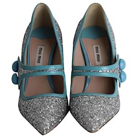 Miu Miu-Miu Miu Fierro Pumps in Silver Glitters-Silvery