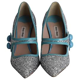 Miu Miu-Zapatos de tacón Miu Miu Fierro con purpurina plateada-Plata