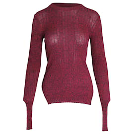 Céline-Celine Ribbed Sweater in Burgundy Cotton-Dark red
