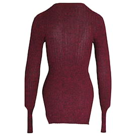 Céline-Celine Ribbed Sweater in Burgundy Cotton-Dark red